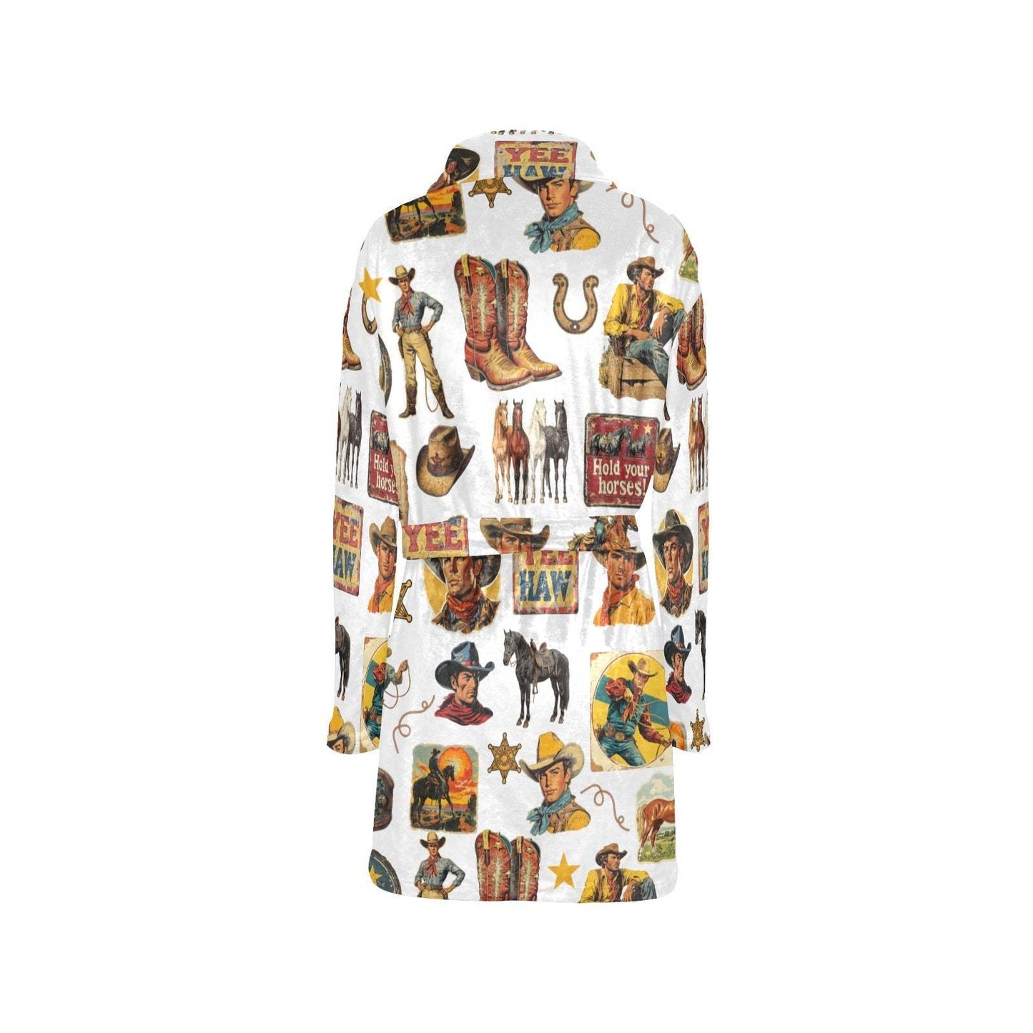 Baha Ranch Vintage Cowboy Collage Western Women's Robe - Baha Ranch Western Wear - Flyclothing LLC