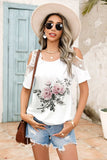 Lace Detail Round Neck Cold Shoulder Blouse - Trendsi - Flyclothing LLC