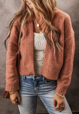 Slit Open Front Dropped Shoulder Cardigan - Trendsi - Flyclothing LLC