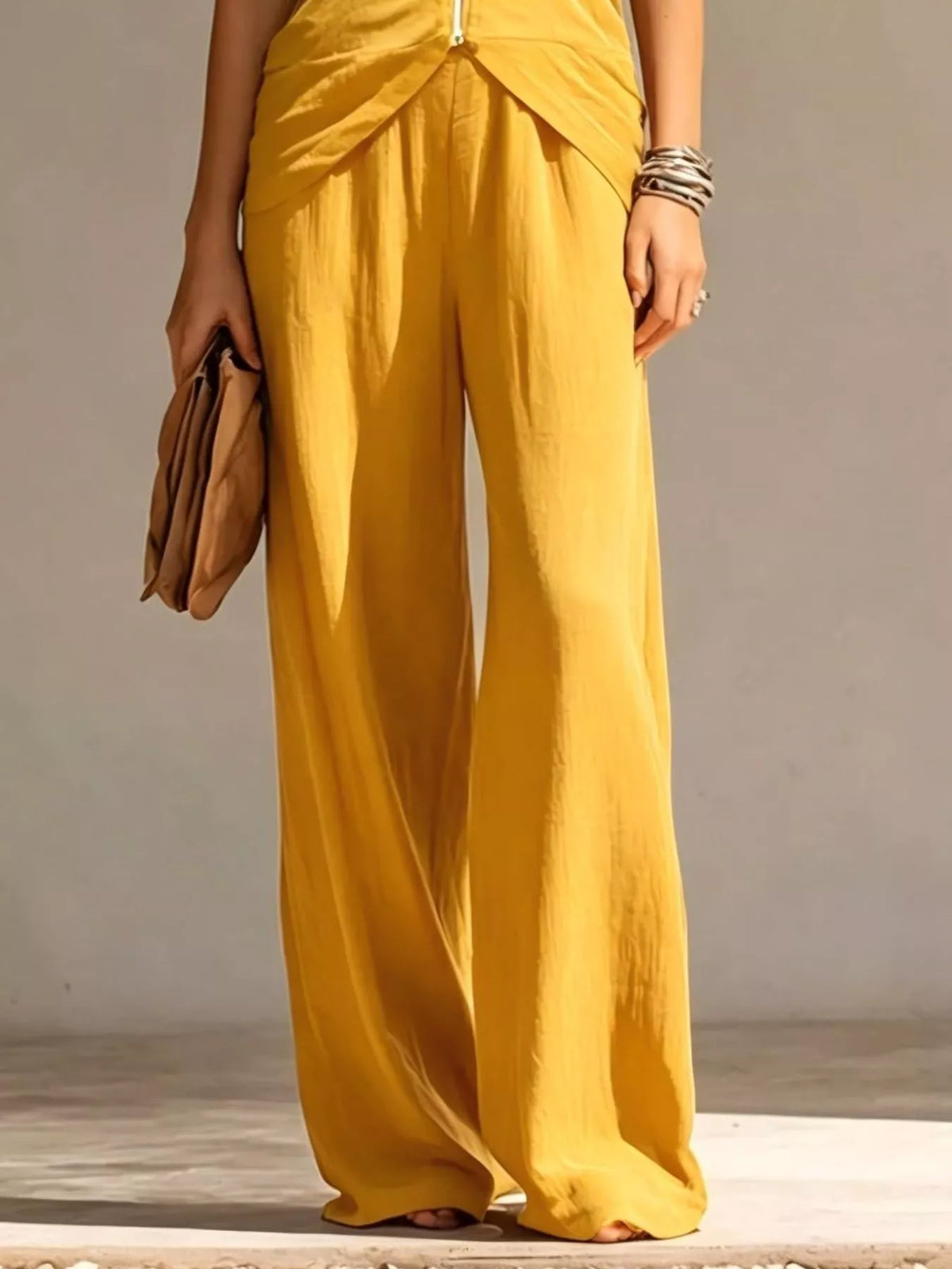 Full Size Zipper Front Tank and Wide-Leg Pants Set Plus Size - Trendsi - Flyclothing LLC