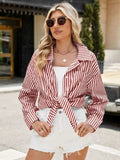 Striped Button Up Long Sleeve Shirt - Trendsi - Flyclothing LLC