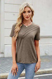 Round Neck Short Sleeve T-Shirt - Trendsi - Flyclothing LLC
