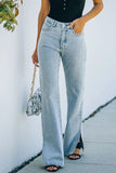 Side Slit Jeans with Pockets - Trendsi