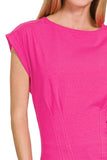 Zenana Gathered Waist Round Neck Top - Trendsi