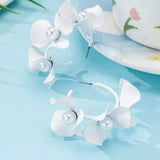 Floral Pearl Hoop Earrings - Trendsi - Flyclothing LLC