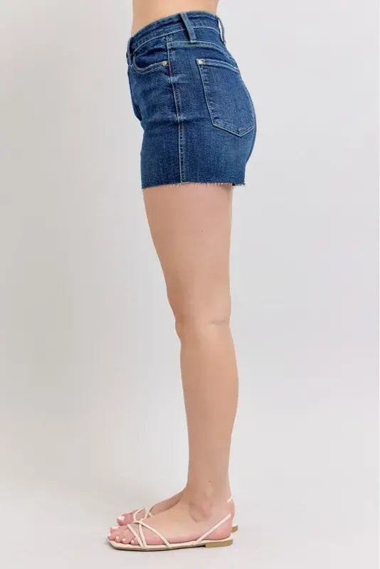 Judy Blue Full Size High Waist Criss-Cross Waistband Denim Shorts Plus Size - Trendsi - Flyclothing LLC