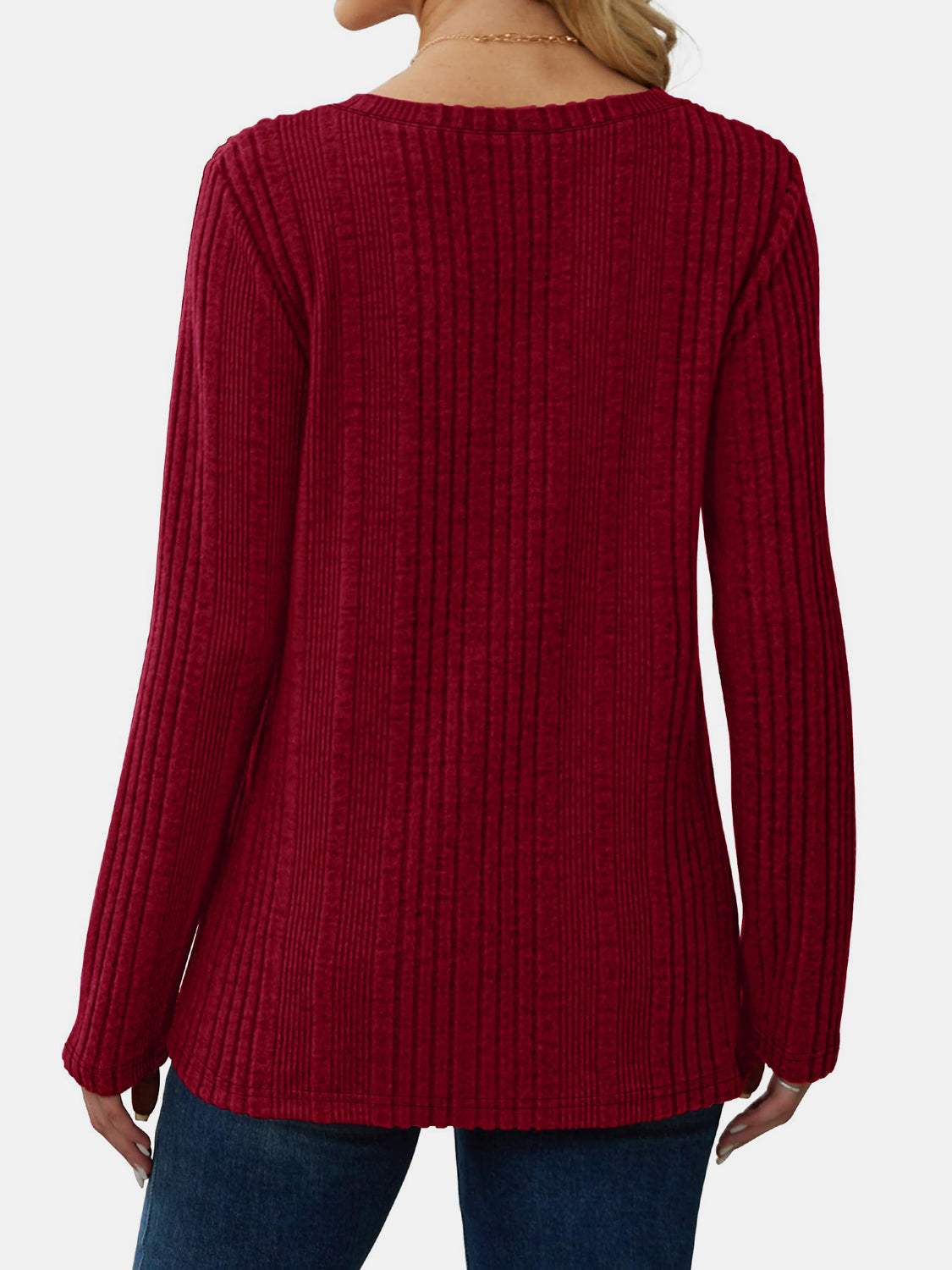 V-Neck Long Sleeve T-Shirt - Trendsi - Flyclothing LLC