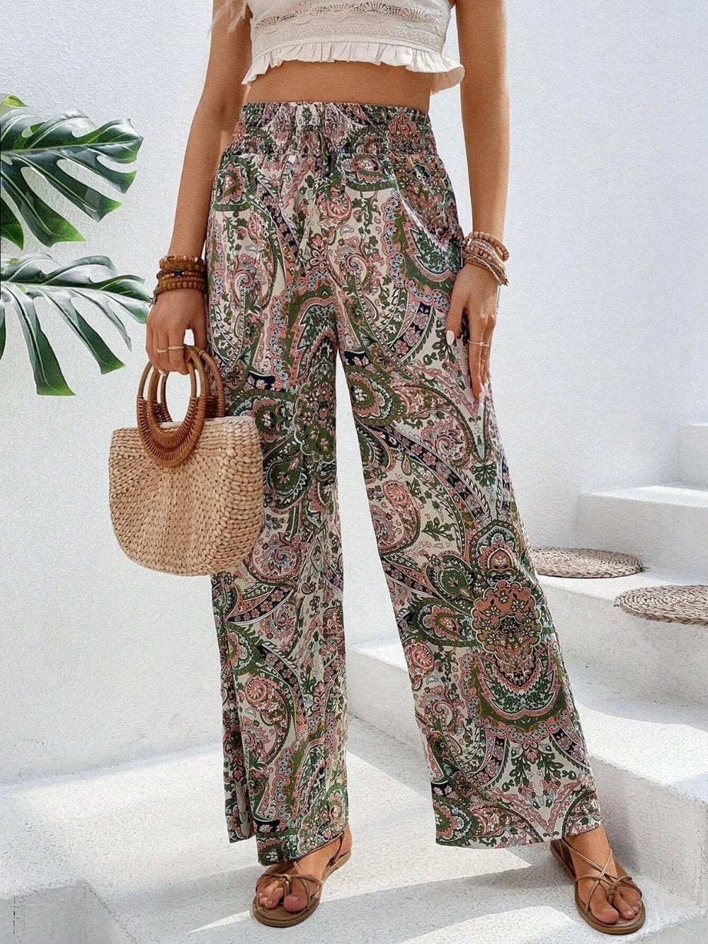 Printed Wide Leg Pants - Trendsi - Flyclothing LLC