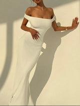 Backless Off-Shoulder Bodycon Mermaid Maxi Dress - Trendsi - Flyclothing LLC