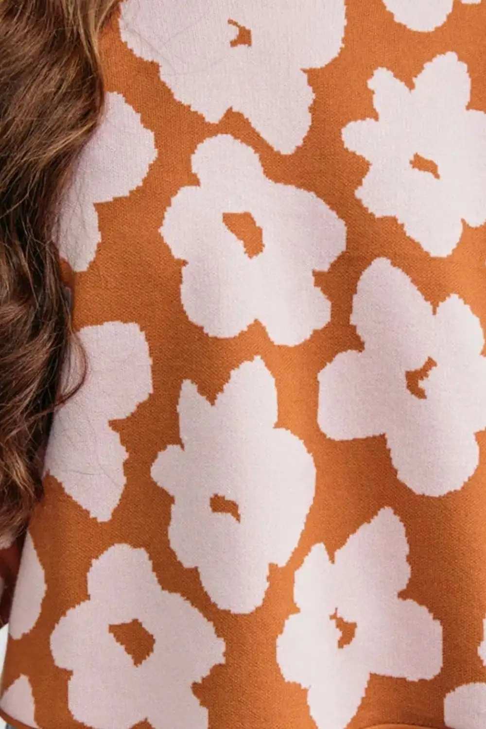 Flower Round Neck Long Sleeve Knit Top - Trendsi - Flyclothing LLC