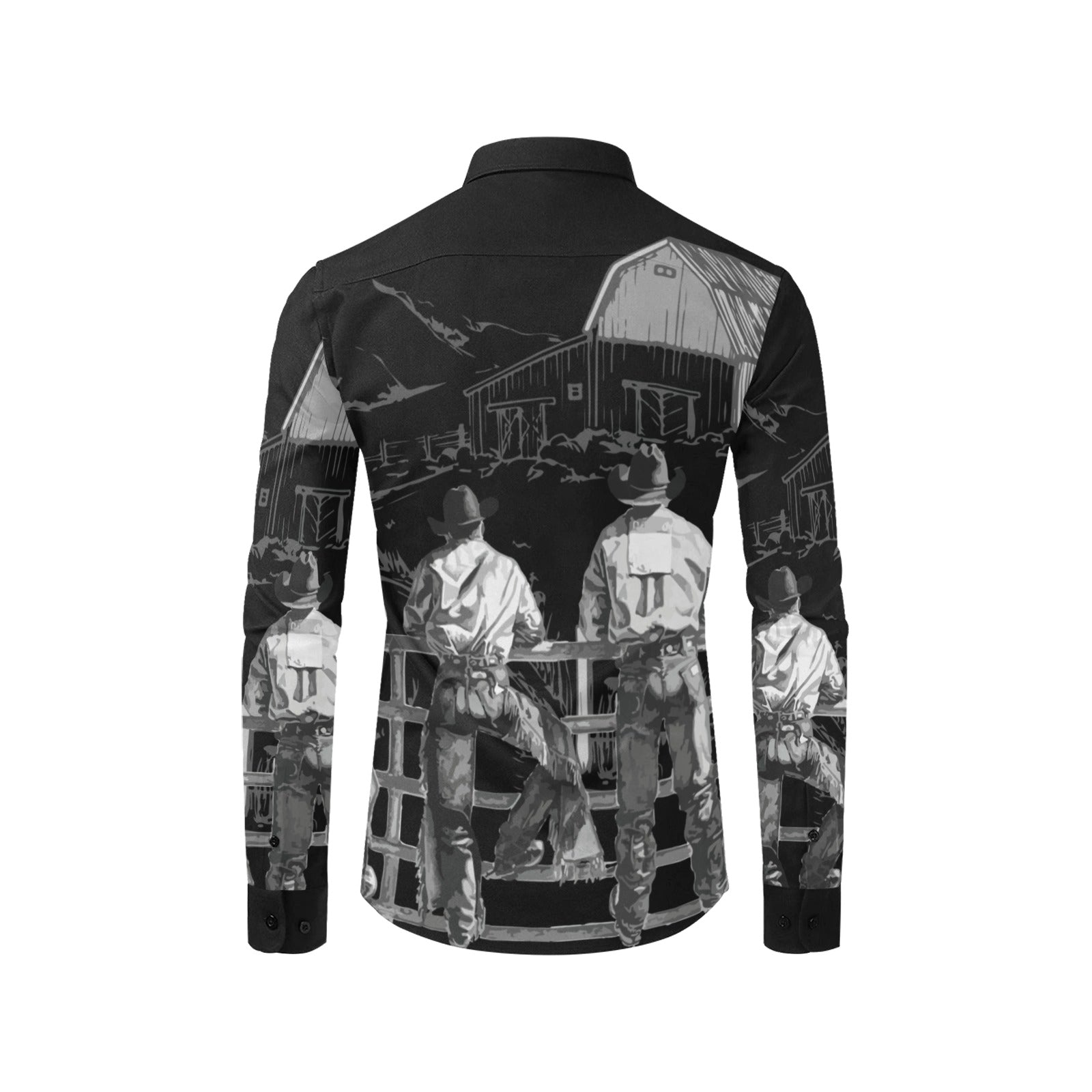 Baha Ranch Sepia Cowboy Ranch Long Sleeve Button Up Arena Shirt