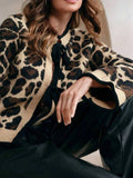 Leopard Print Bow-Tie Front Cropped Cardigan - Trendsi - Flyclothing LLC