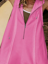 Half Zipped Hooded Sleeveless Romper - Trendsi - Flyclothing LLC