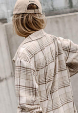 Plaid Removable Hood Button Up Shacket - Trendsi - Flyclothing LLC