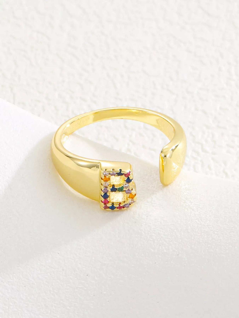 18K Gold-Plated Zircon Letter Ring - Trendsi - Flyclothing LLC