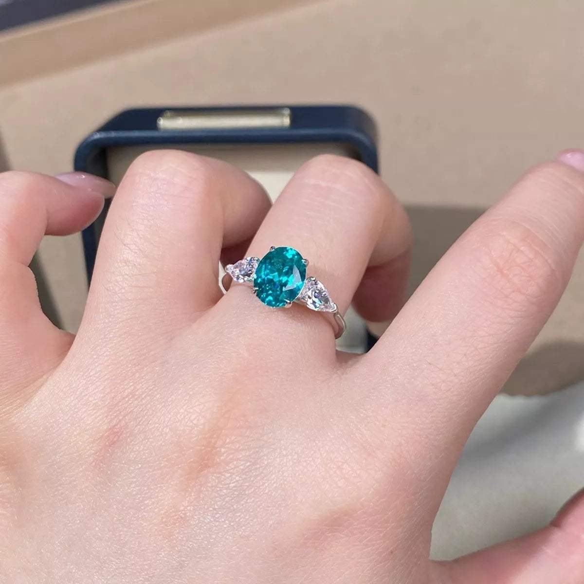Topaz 925 Sterling Silver Oval Ring - Trendsi - Flyclothing LLC