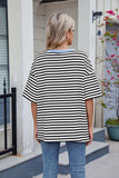 Contrast Striped Round Neck Half Sleeve T-Shirt - Trendsi - Flyclothing LLC