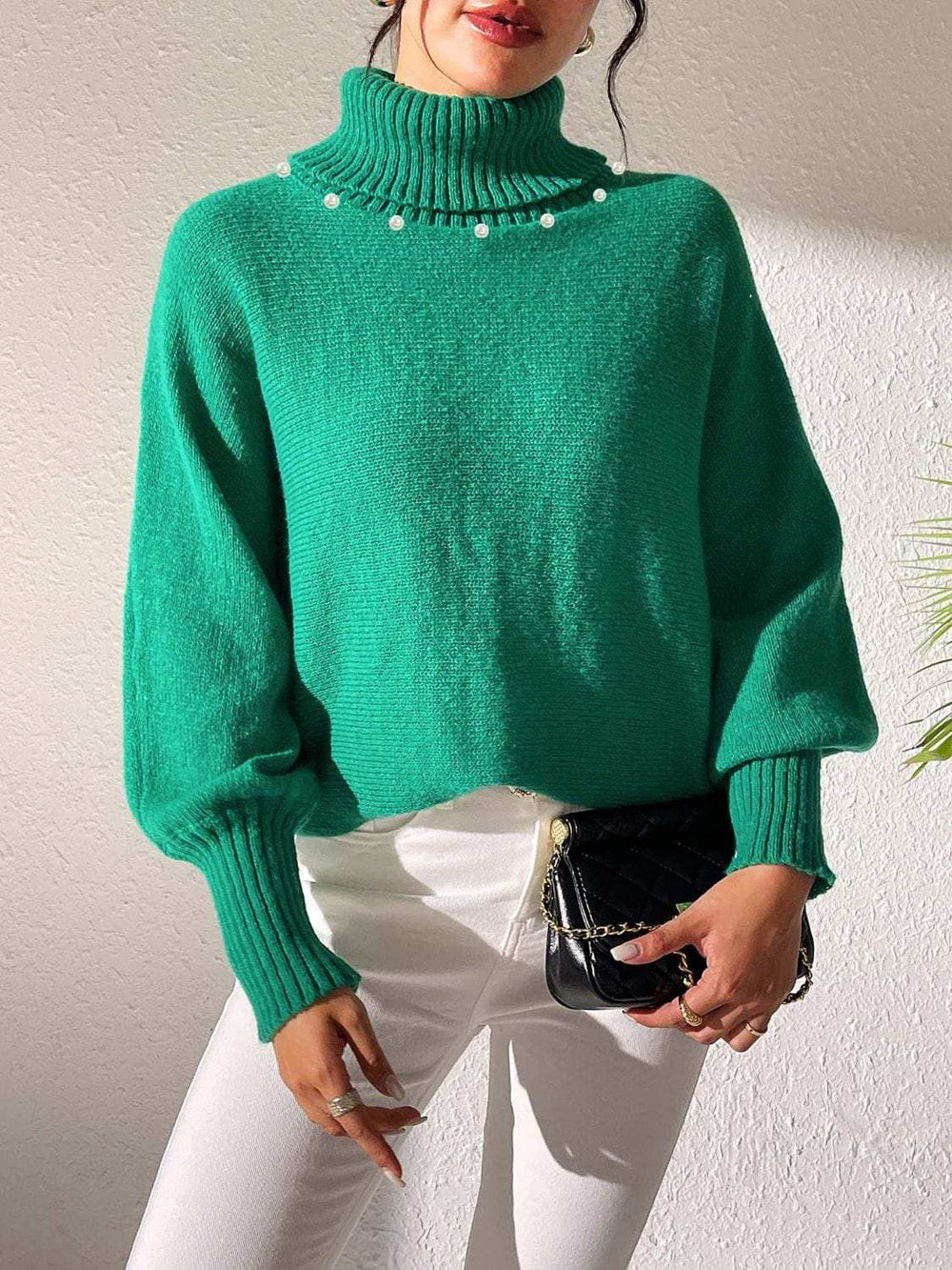 Turtleneck Long Sleeve Sweater - Trendsi - Flyclothing LLC