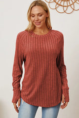 Basic Bae Full Size Ribbed Thumbhole Sleeve T-Shirt - ShopBasicbae - Flyclothing LLC