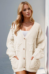 Double Take Full Size Button Up Star Pattern Cardigan - Trendsi - Flyclothing LLC