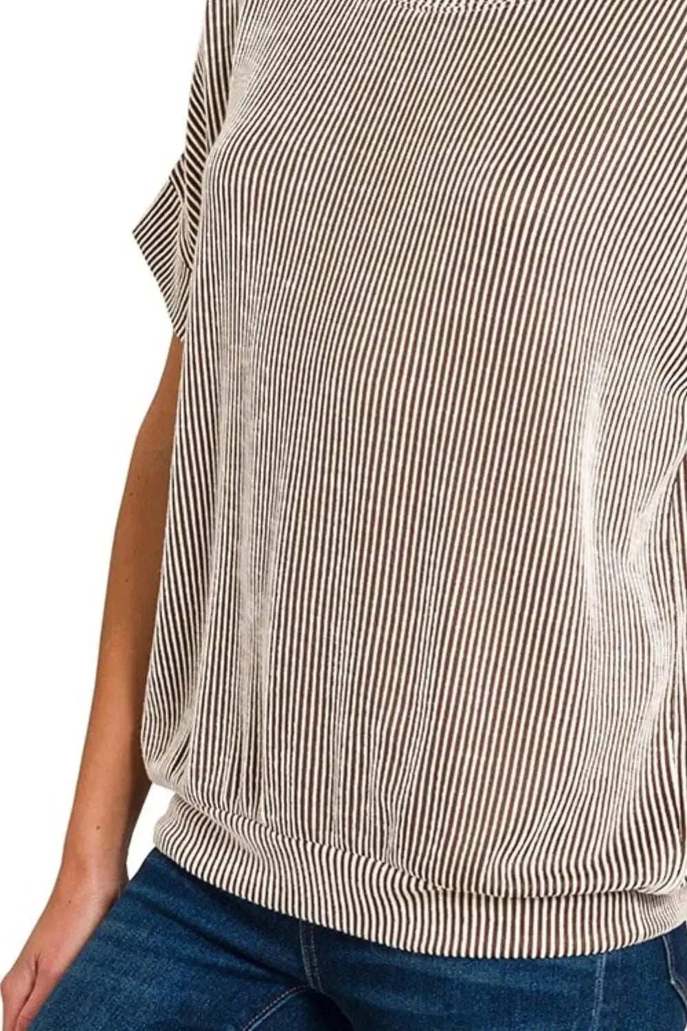 Zenana Corded Rib Short Sleeve T-Shirt - Trendsi - Flyclothing LLC