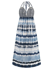 Tie-Dye Halter Neck Sleeveless Dress Trendsi