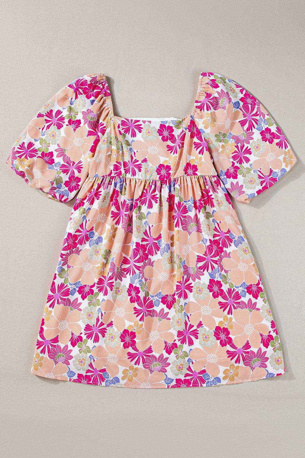 Printed Square Neck Half Sleeve Mini Dress - Trendsi - Flyclothing LLC