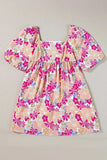 Printed Square Neck Half Sleeve Mini Dress - Trendsi - Flyclothing LLC