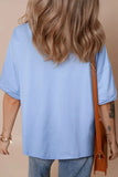Loose Half Sleeve Hi Low Hem T Shirt - Trendsi
