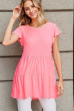 Heimish Full Size Tiered Round Neck Ruffle Sleeve Top Plus Size - Trendsi