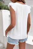 Full Size Ruffled V-Neck Cap Sleeve Blouse - Trendsi