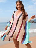 Openwork Color Block Plunge Cover-Up - Trendsi - Flyclothing LLC