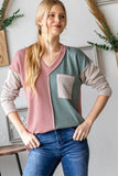 Heimish Color Block Exposed Seam Ribbed T-Shirt - Trendsi