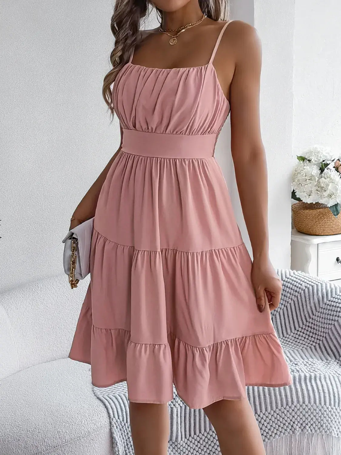 Smocked Back Tiered Cami Dress - Trendsi - Flyclothing LLC