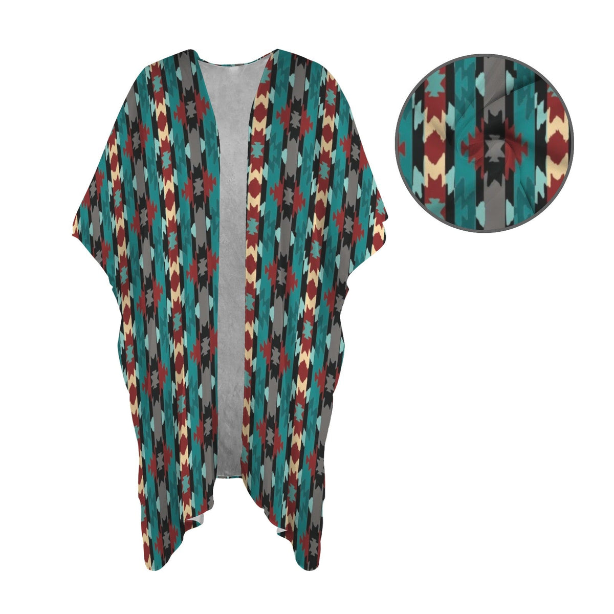 Baha Ranch Southwestern Aztec Duster Kimono Coverup - Baha Ranch Western Wear - Flyclothing LLC