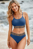 Leopard Trim Scoop Neck Bikini Set - Trendsi - Flyclothing LLC