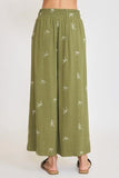 Umgee Full Size Lace Drawstring Embroidered Bow Wide Leg Pants Plus Size - Trendsi