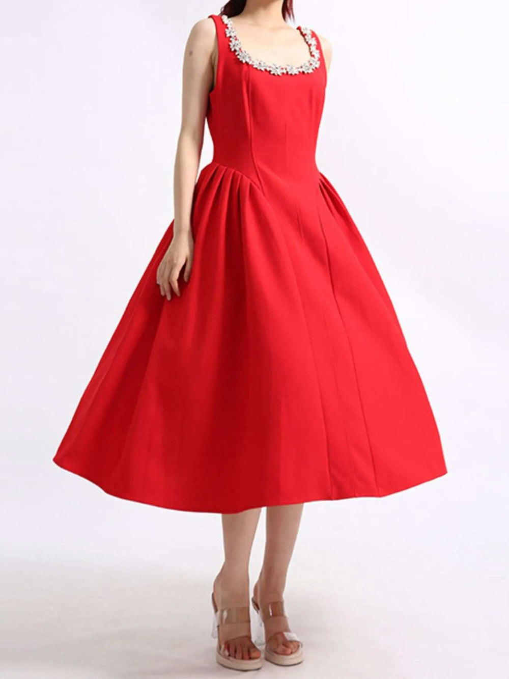 Flower Scoop Neck Sleeveless Dress - Trendsi - Flyclothing LLC