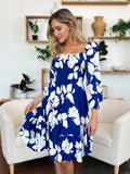 Double Take Full Size Floral Ruffle Hem Smocked Dress with Pockets - Trendsi - Flyclothing LLC