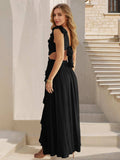 Cutout Ruffled Cap Sleeve Maxi Dress - Trendsi - Flyclothing LLC