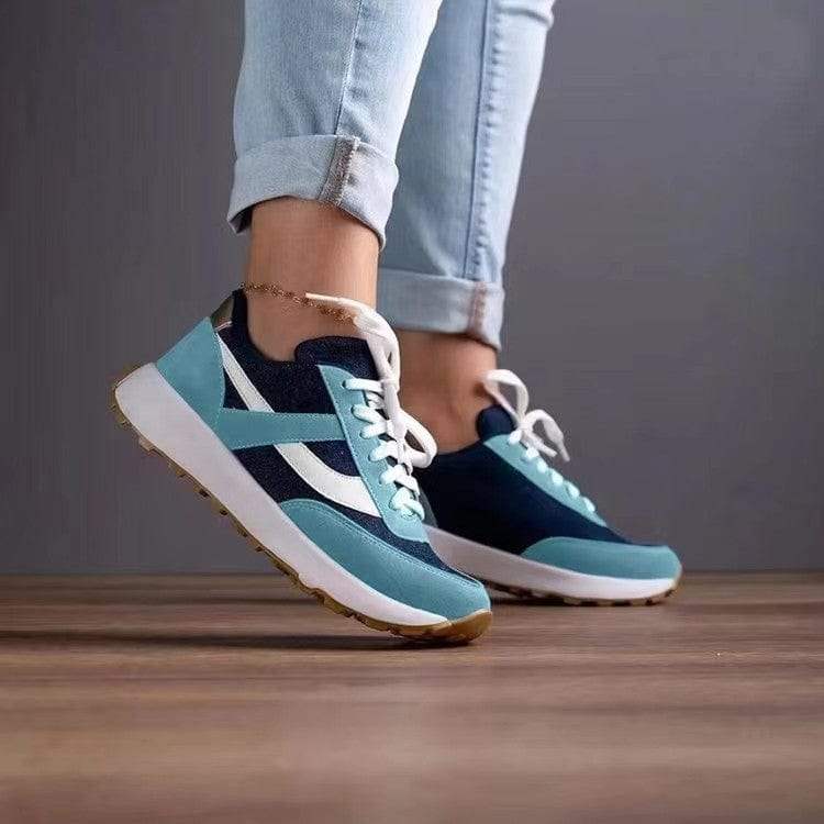 Mesh Contrast Round Toe Sneakers - Trendsi - Flyclothing LLC