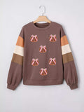 Sequin Bow Pumpkin Round Neck Sweatshirt - Trendsi - Flyclothing LLC