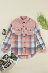Plaid Button Up Long Sleeve Shacket - Trendsi - Flyclothing LLC