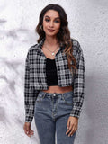 Button Down Printed Cropped Jacket - Trendsi - Flyclothing LLC