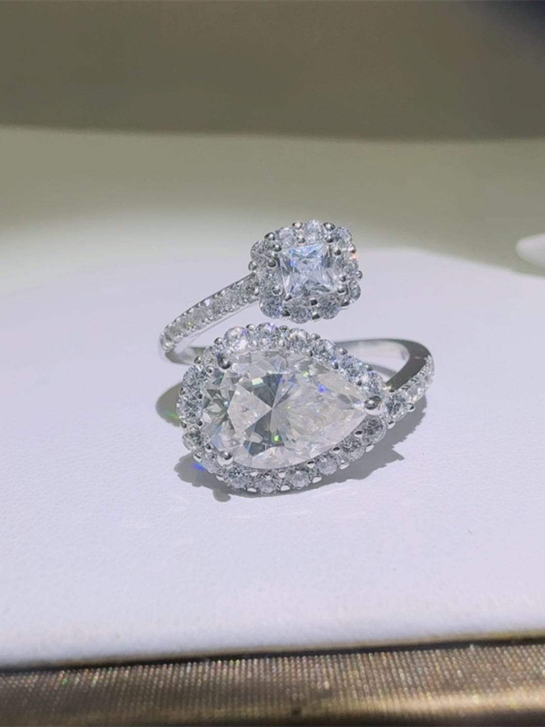 2 Carat Moissanite 925 Sterling Silver Bypass Ring - Trendsi - Flyclothing LLC