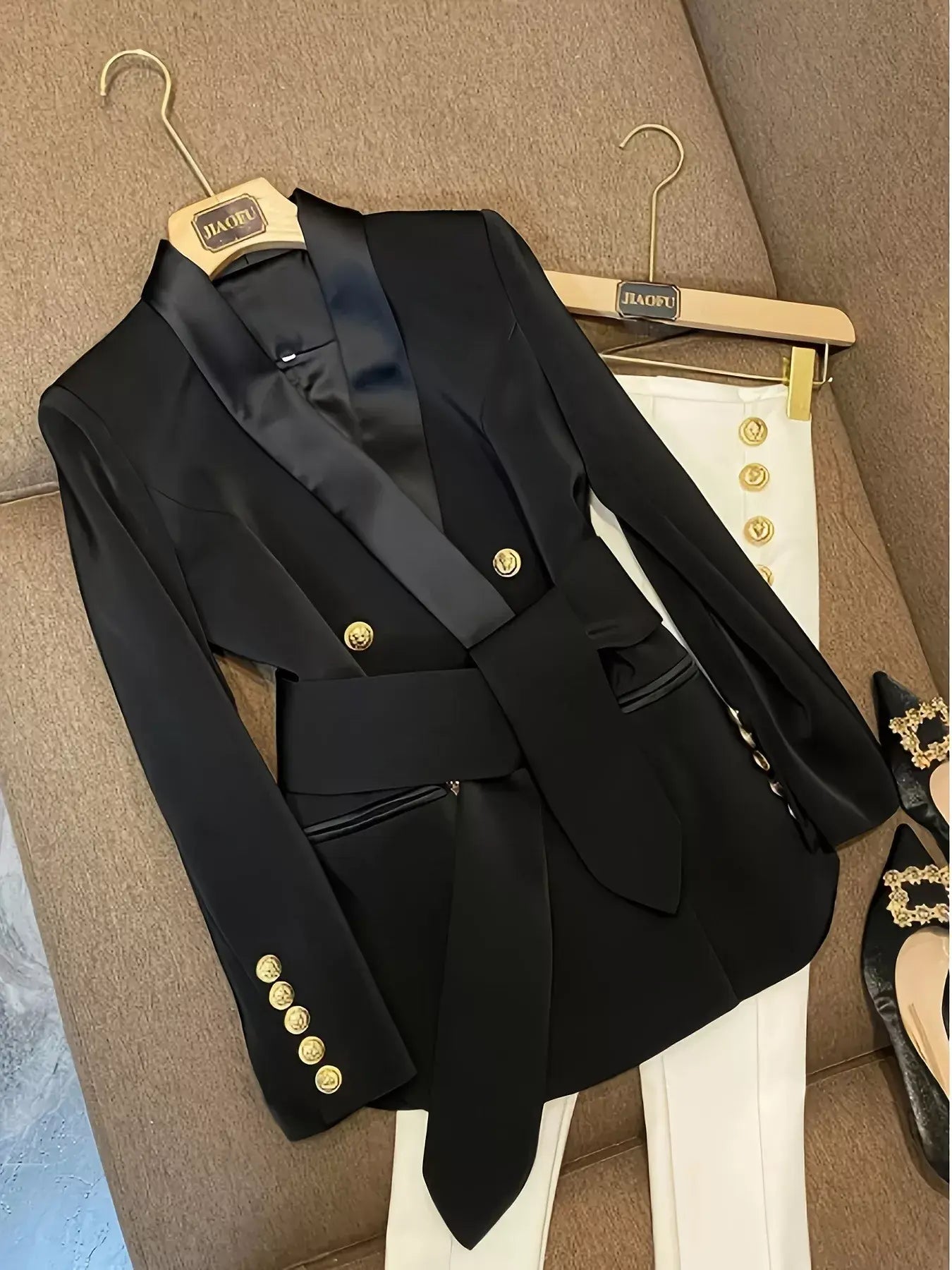 Double-Breasted Slim Fit Blazer - Trendsi - Flyclothing LLC
