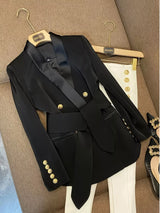 Double-Breasted Slim Fit Blazer - Trendsi - Flyclothing LLC