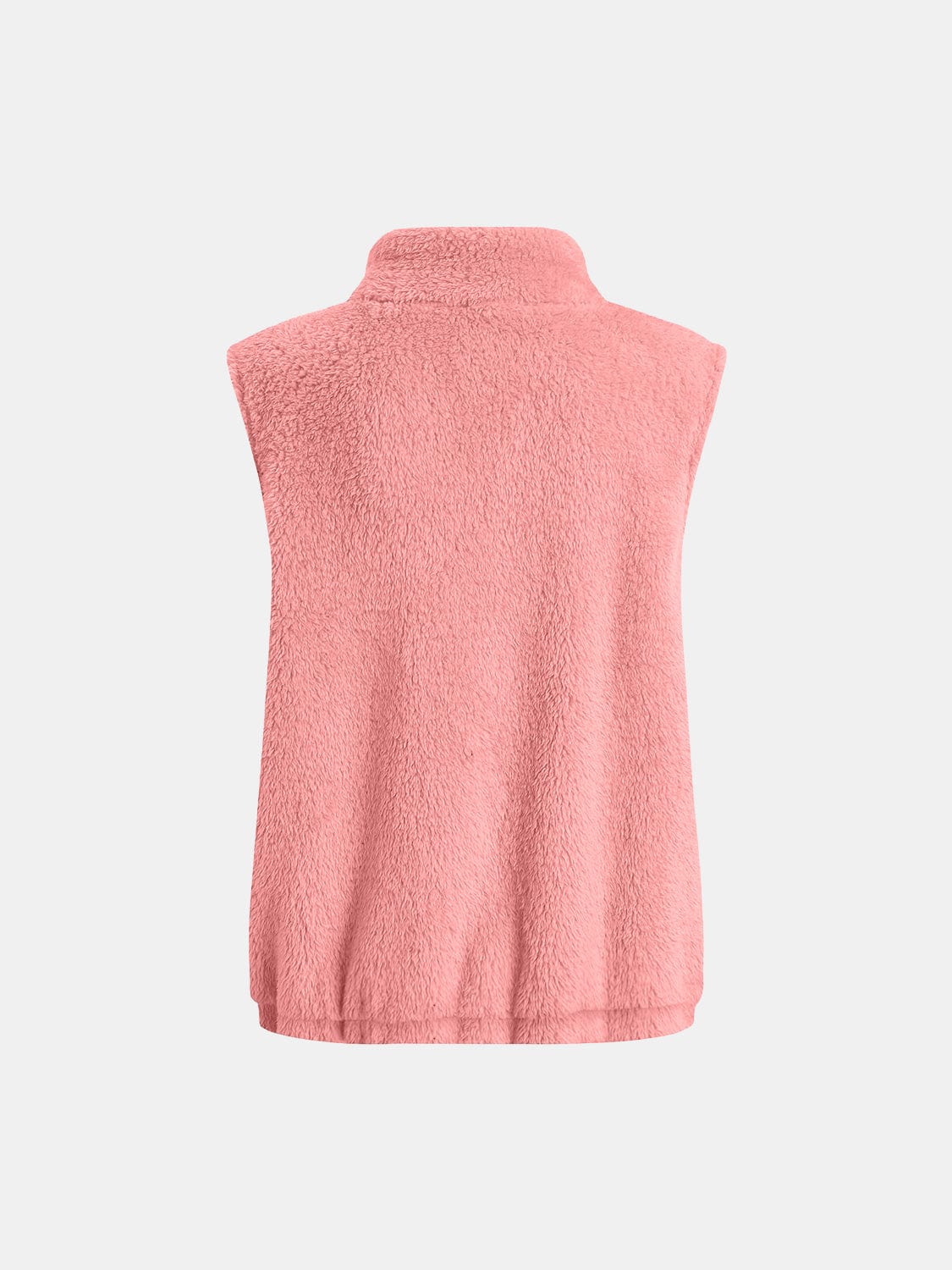 Full Size Fuzzy Zip Up Vest Coat with Pockets - Trendsi