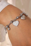Titanium Steel Inland Zircon Heart Charm Bracelet - Trendsi