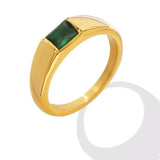 18K Gold-Plated Titanium Steel Zircon Ring - Trendsi - Flyclothing LLC